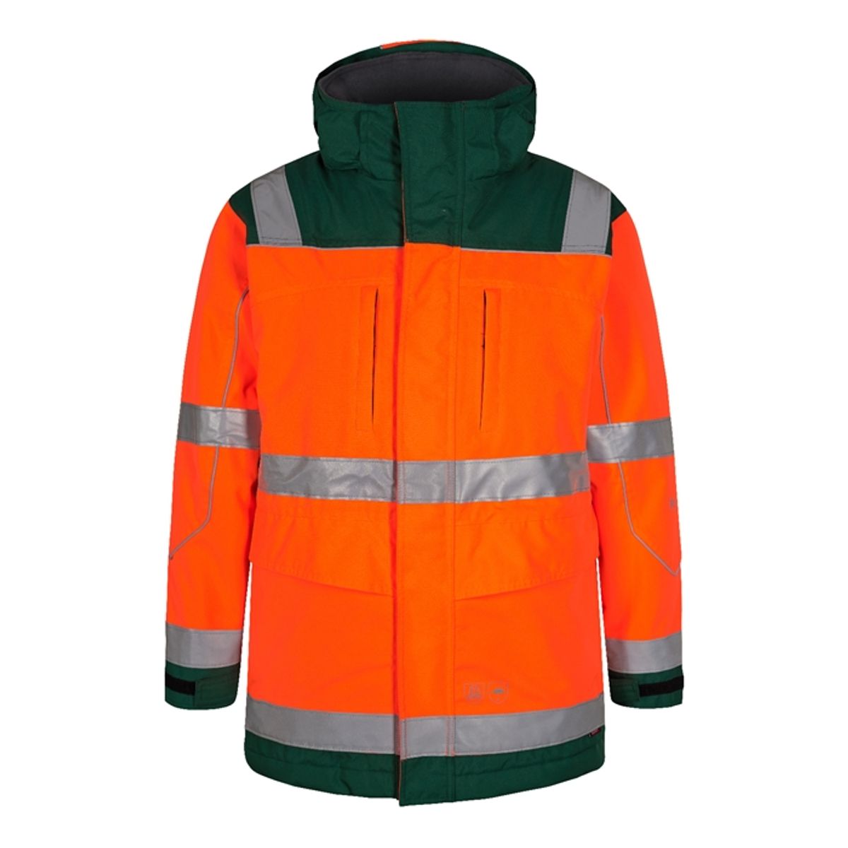 Fe-engel Safety Parkajakke - Orange/grøn-xl