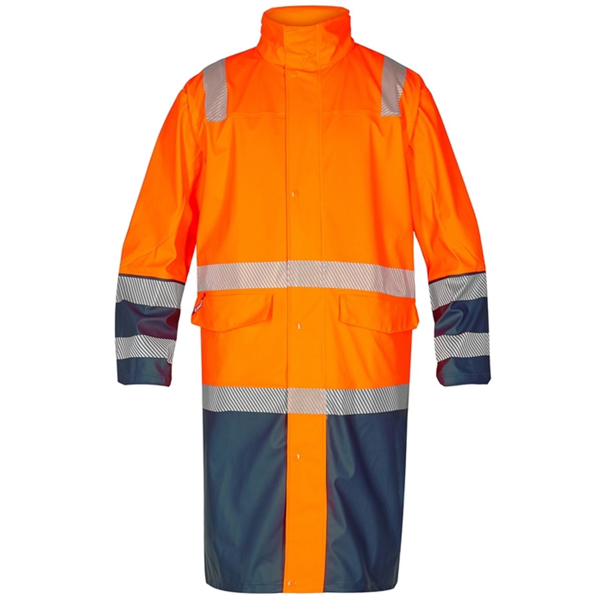 Fe-engel Safety Lang Regnjakke - Orange/marine