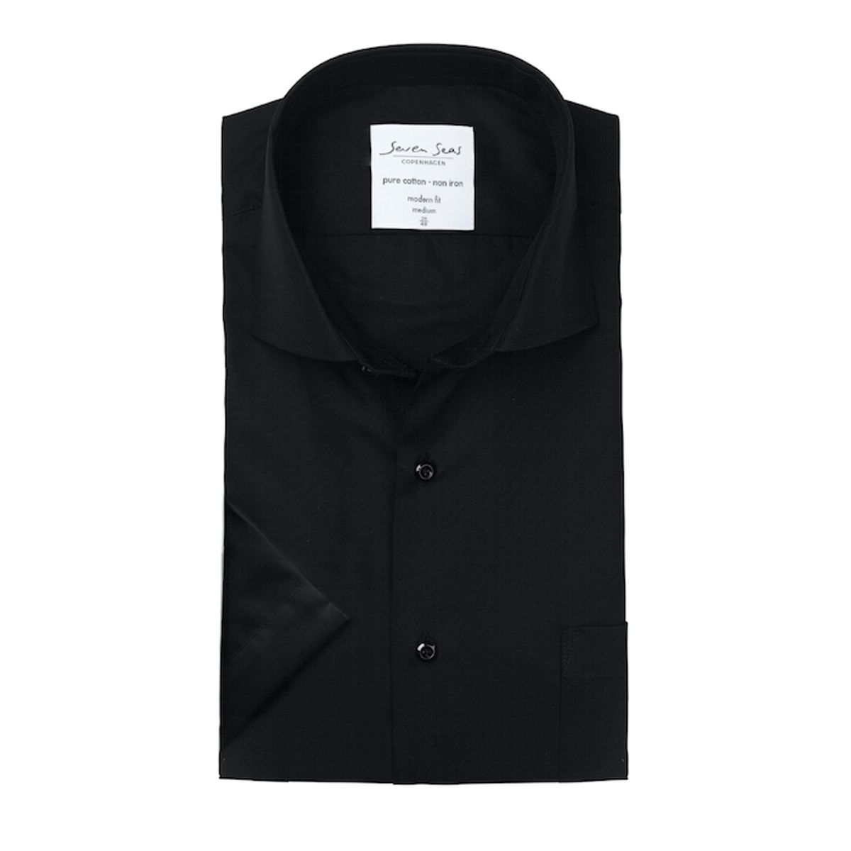 Seven Seas Kortærmet Skjorte Modern Fit Ss410 Black-40 / Medium