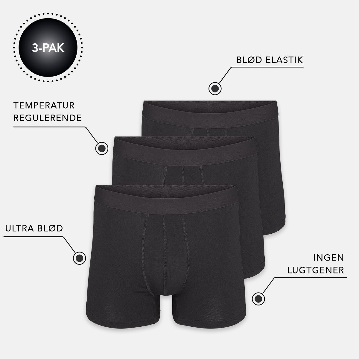 Iq Underwear 3-pack Bambus Boxershorts Black_X-large