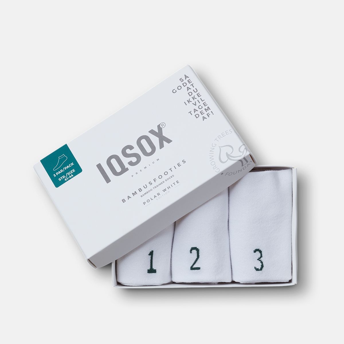 Iq Sox 3-pack Bambus Ankel Strømper White_45-48