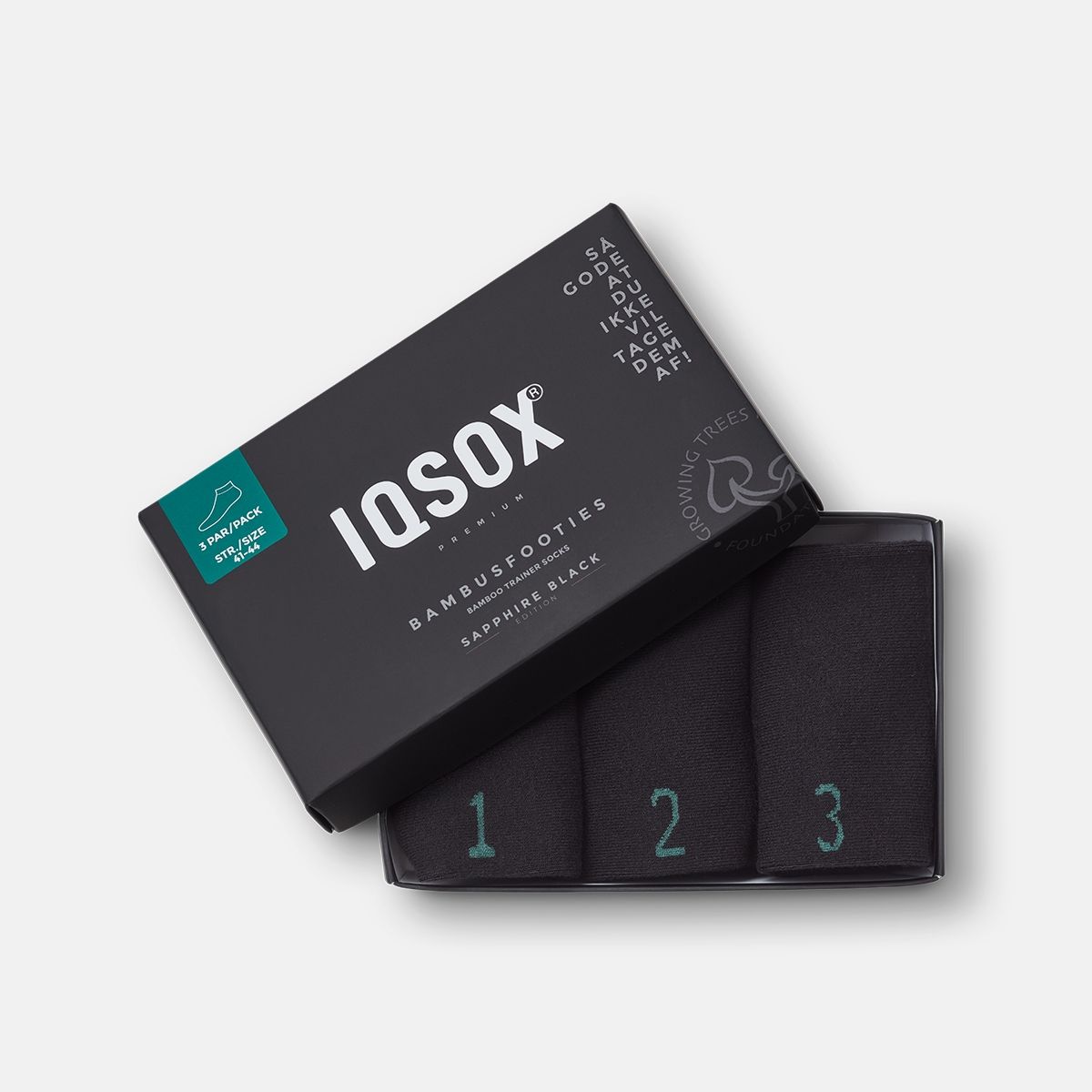 Iq Sox 3-pack Bambus Ankel Strømper Black