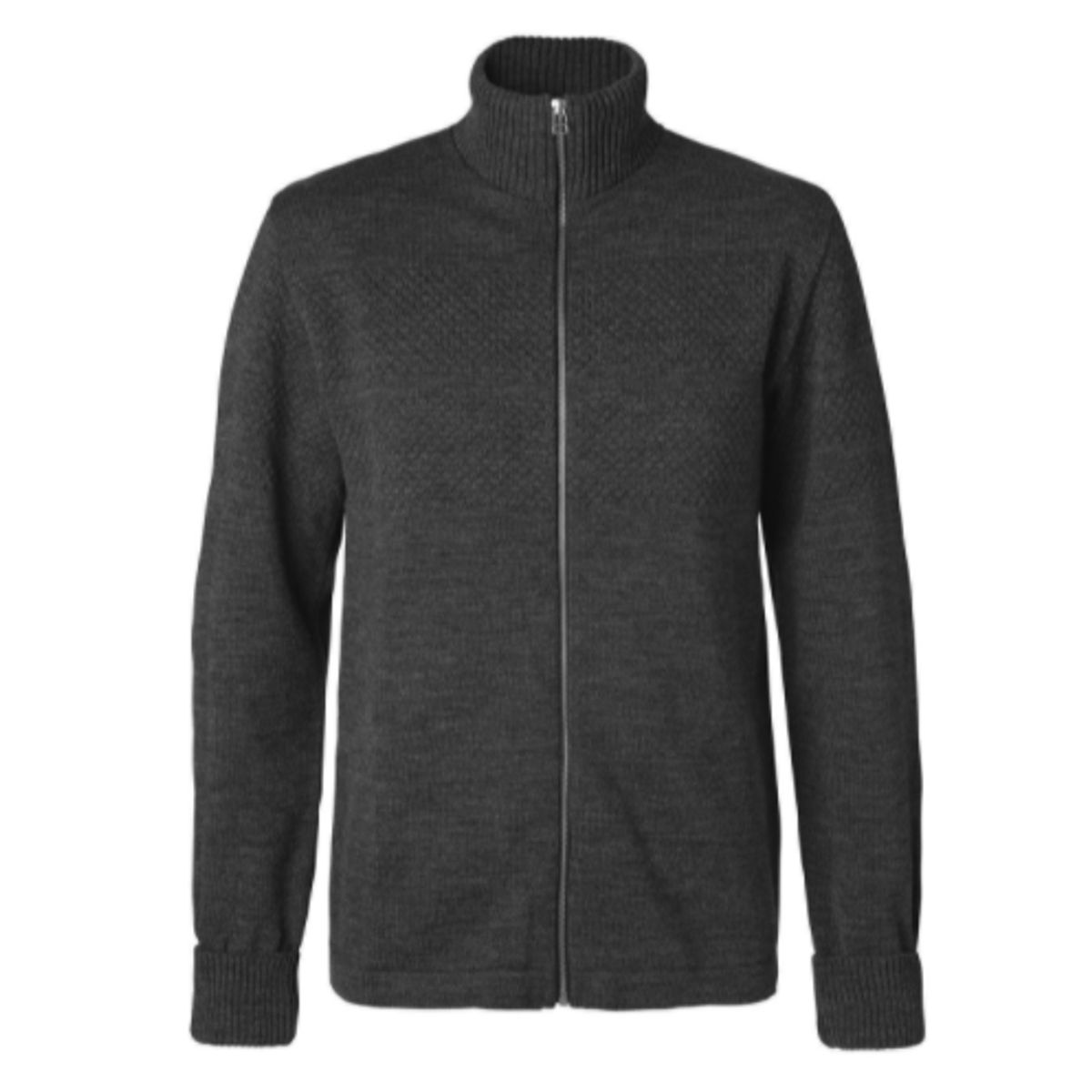 Mads Nørgaard Cardigan Klemens Zip 200860 Charcoal Melange_2x-large