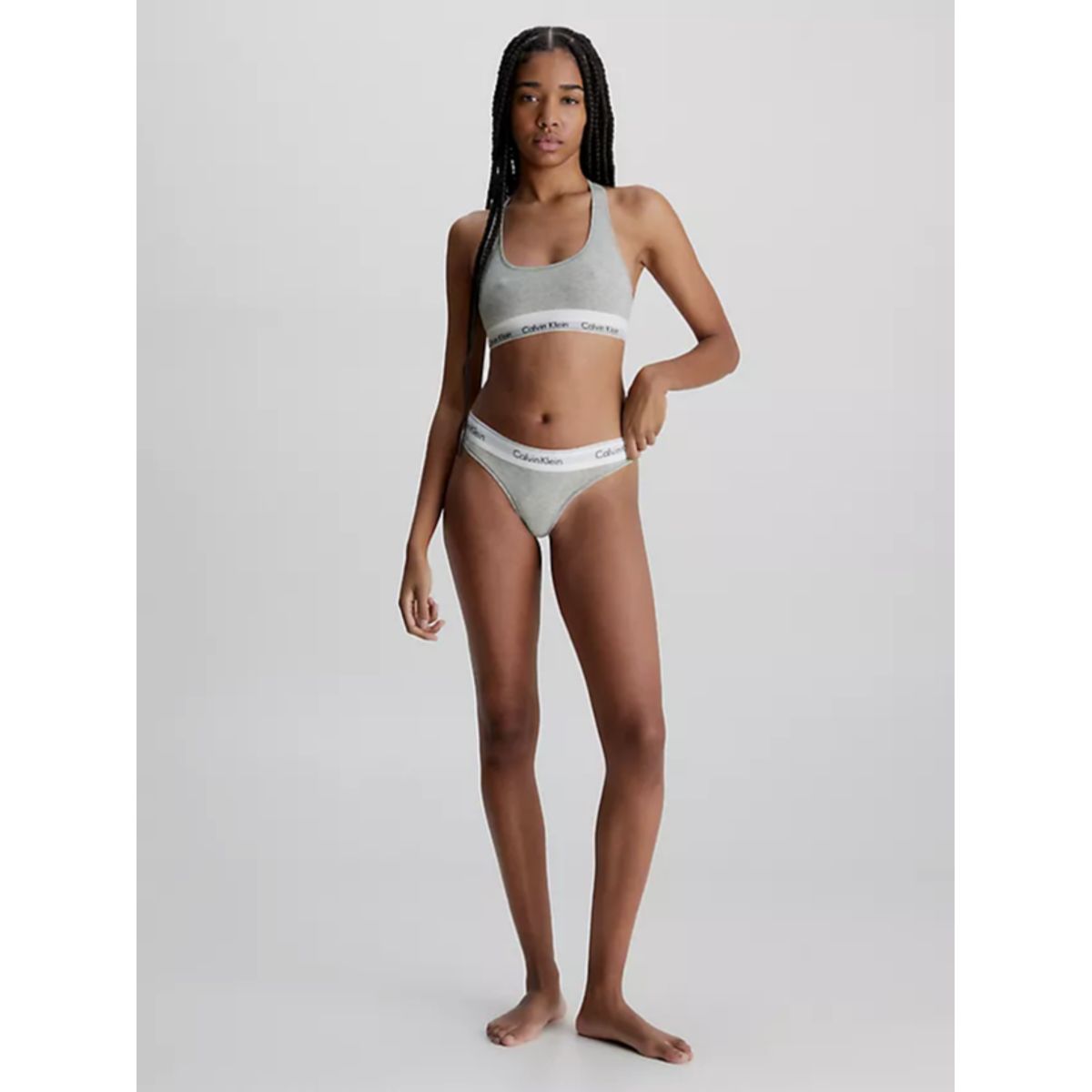 Calvin Klein Woman Thong F3786e Grey Heather-small