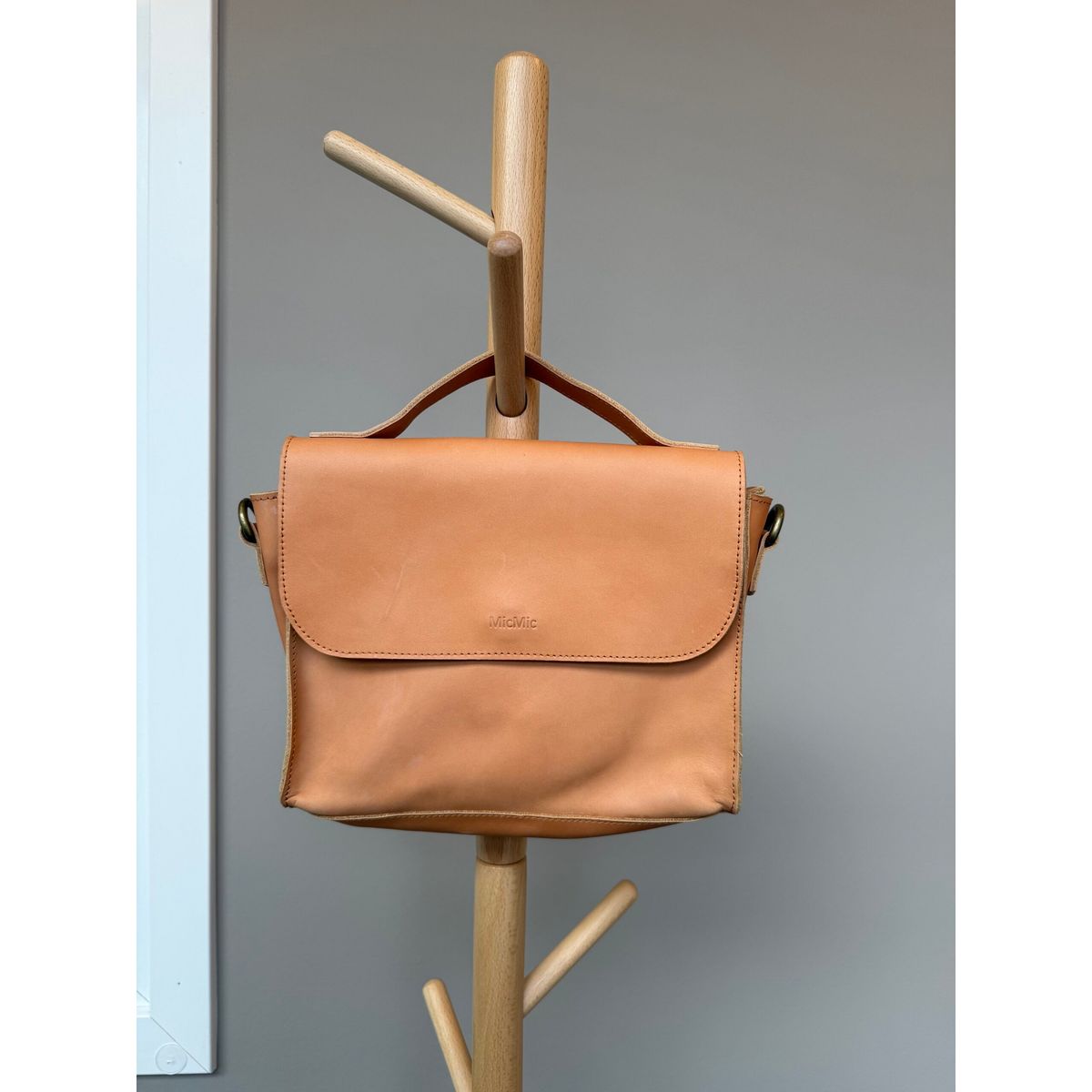 2. SORTERING: Cognac skuldertaske, Boro bag