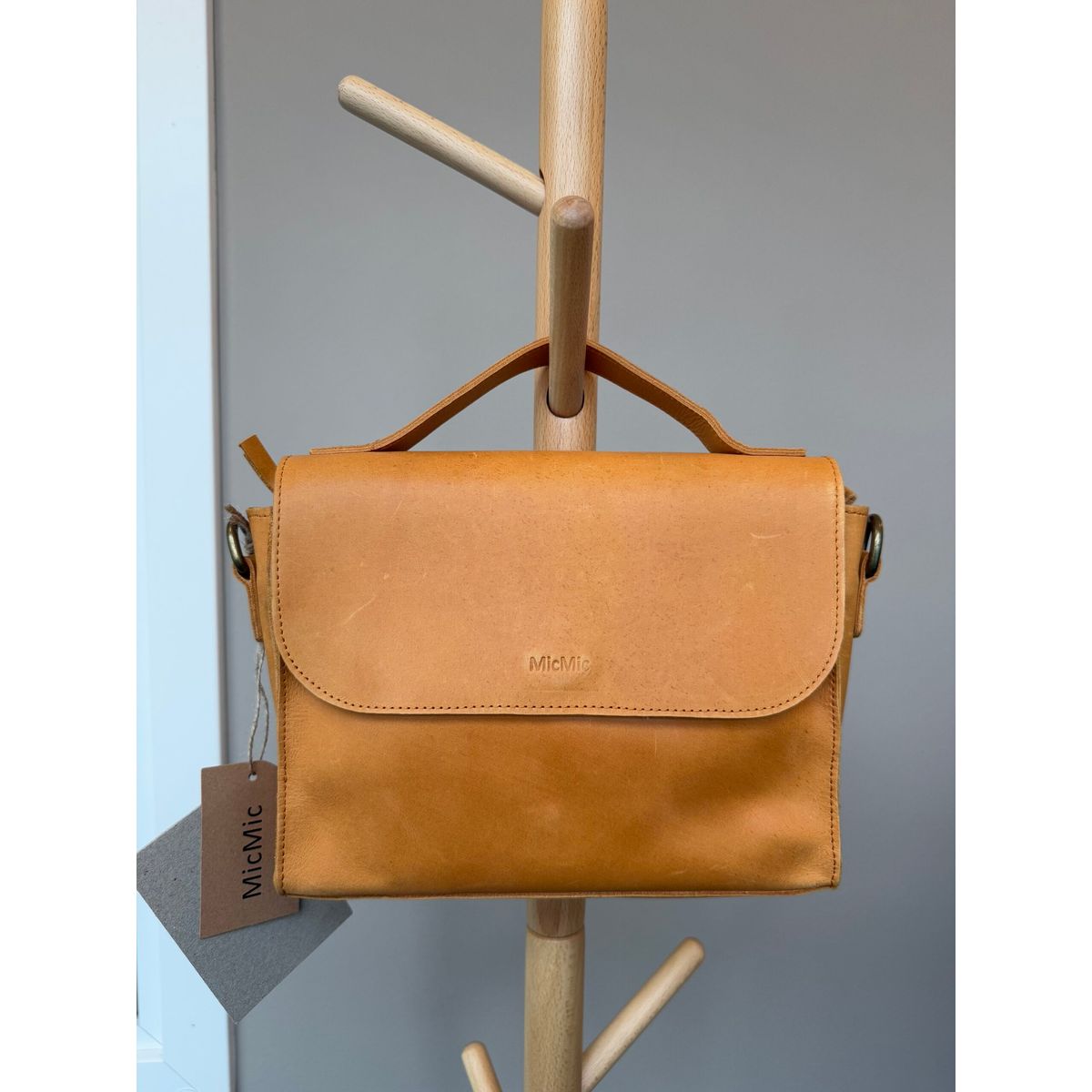 2. SORTERING: Cognac skuldertaske, Boro bag