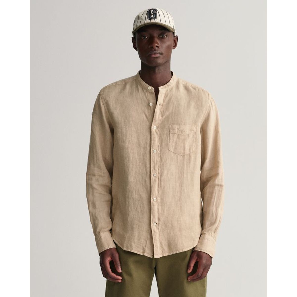 REG UT GMNT DYED LINEN BAND SHIRT