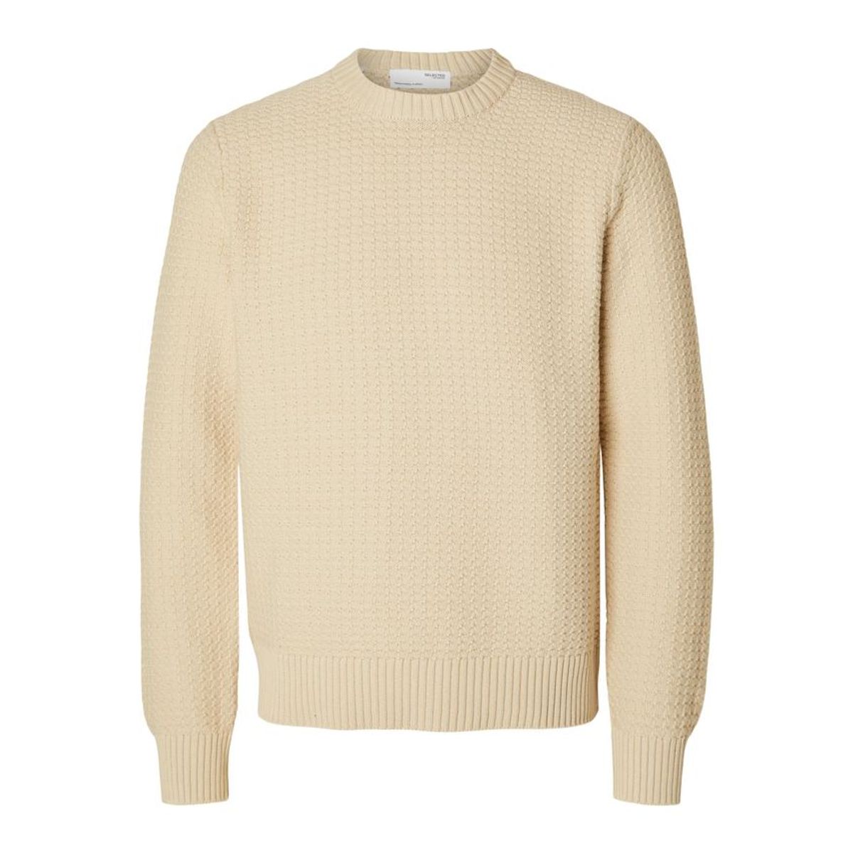 SLHTHIM LS KNIT STRUCTURE CREW NECK