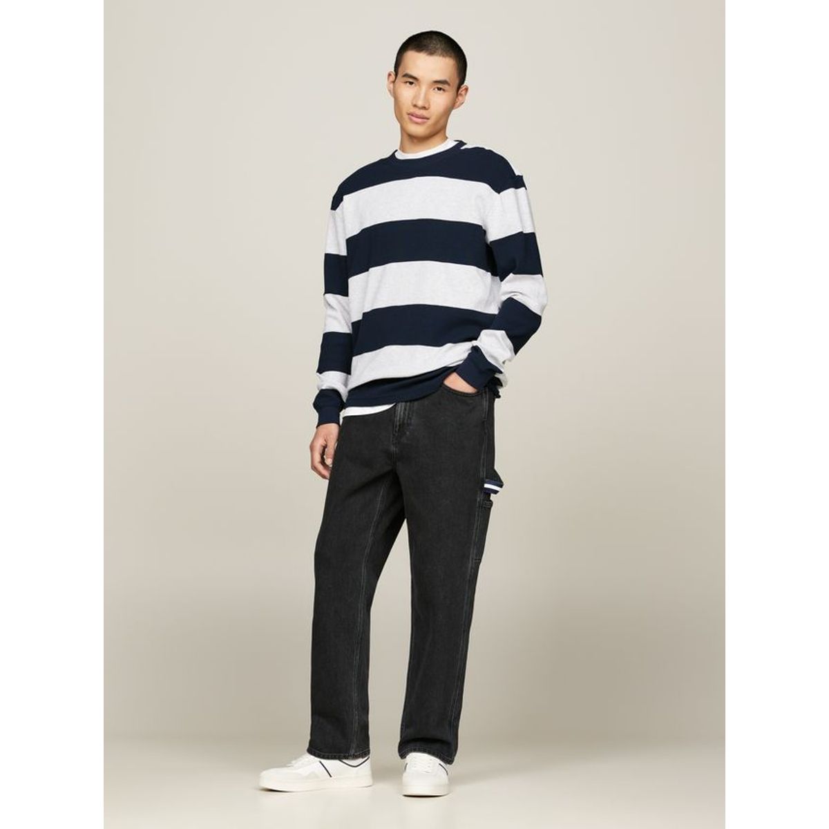 TJM REG WAFFLE STRIPE L/S TEE