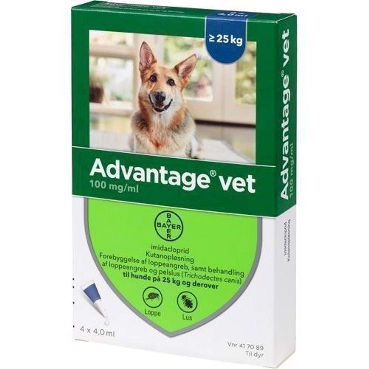 Advantage Vet loppemiddel til hunde over 25 kg, 4 x 4.0 ml