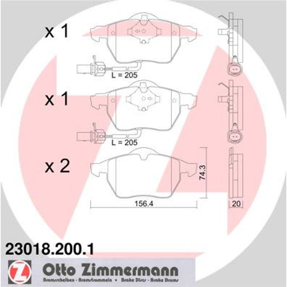 ZIMMERMANN Bremseklodser, foran (Sæt) (OE ref.: 4B0 698 151 E X)