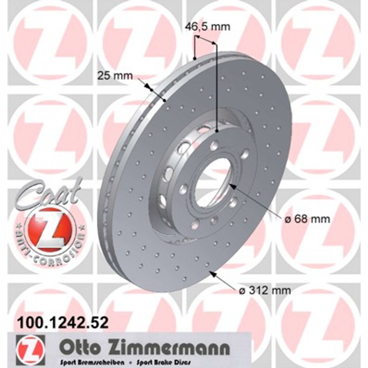 ZIMMERMANN Sports Bremsekivesæt, Foran (2 stk.) (OE ref.: 4B0 615 301 A (Sport))