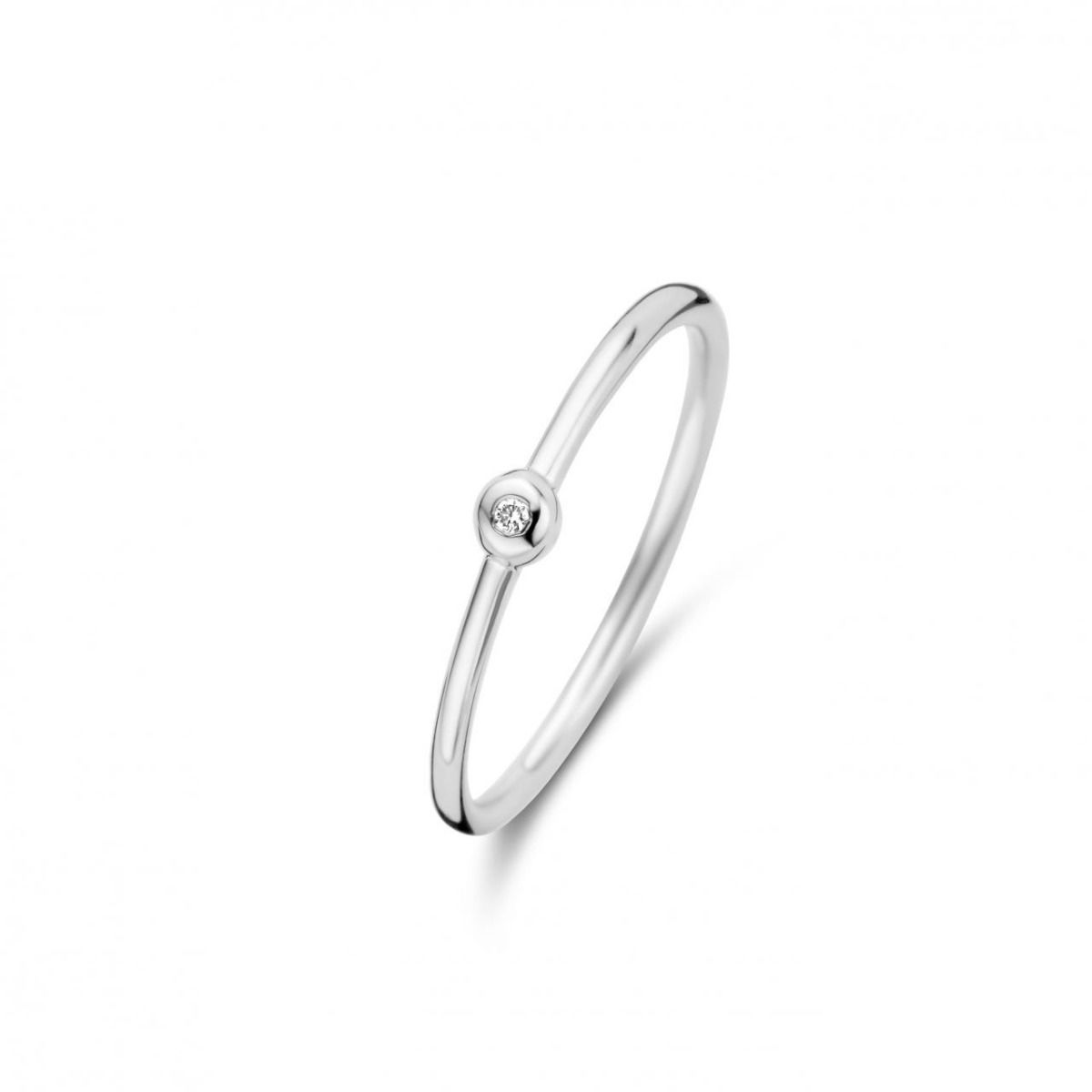 Spirit Icons Belle 14 Karat Hvidguld Ring med Diamant 0,01 Carat