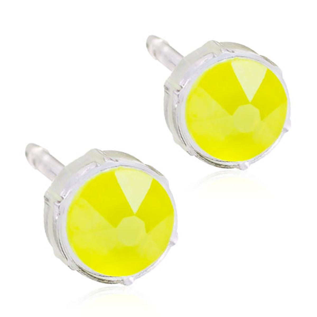 Blomdahl Electric Yellow Medicinsk Plastik Øreringe med Swarovski Krystaller