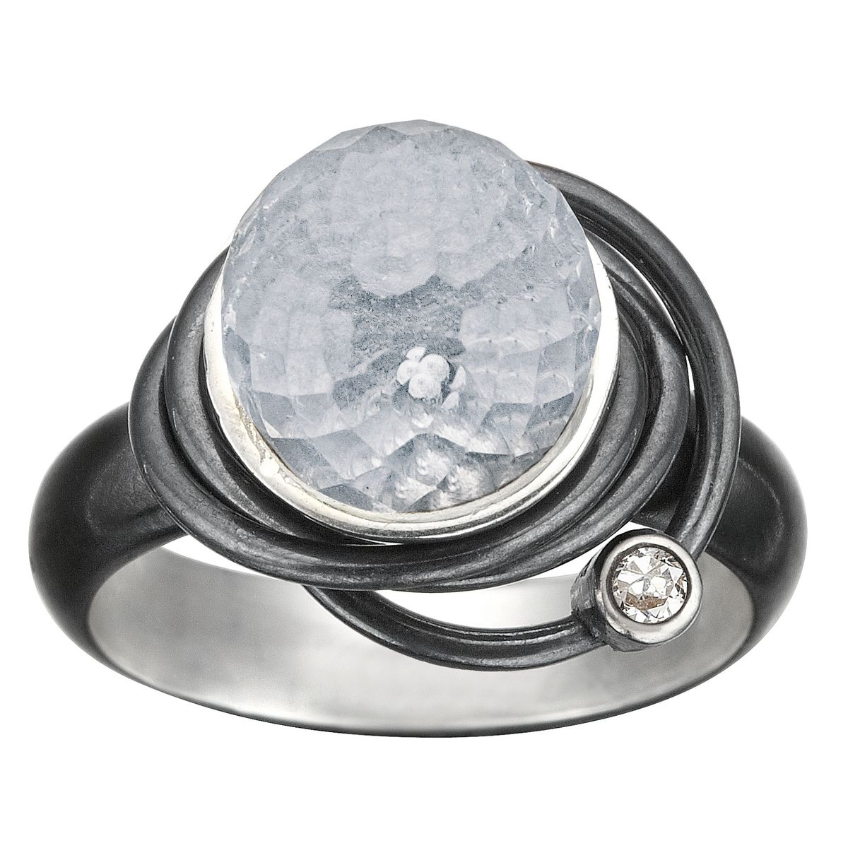 Rabinovich Magic Circles Ring med Grå Quartz, Oxyderet