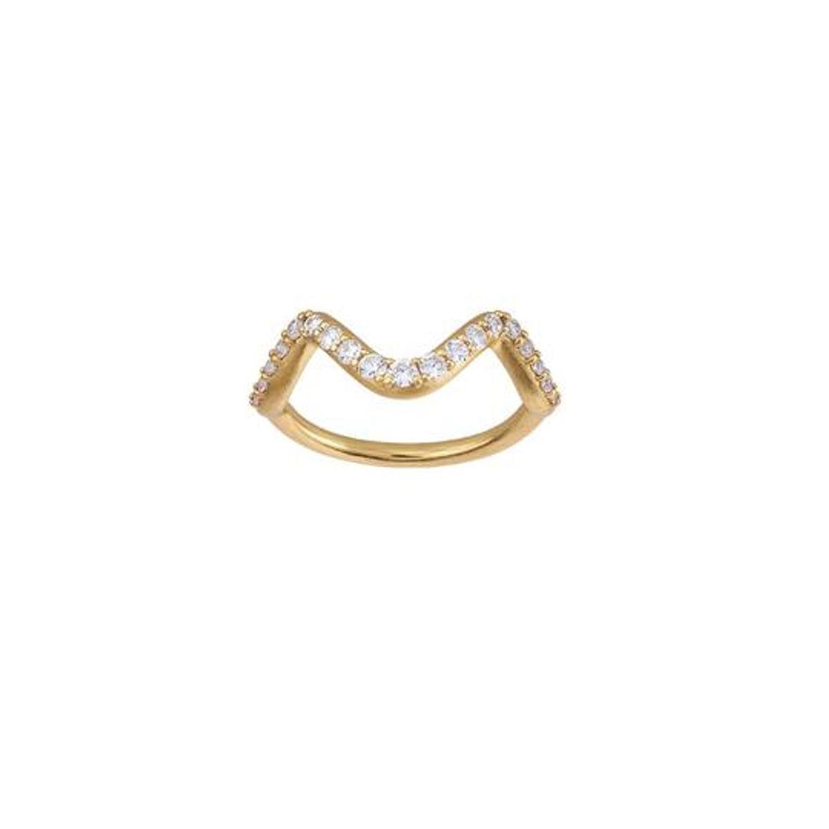 byBiehl Wave Sparkle Small Forgyldt Sølv Ring