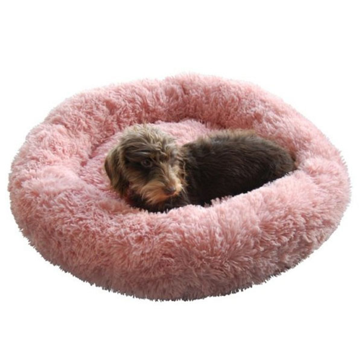 Fluffy hundeseng rosa-M