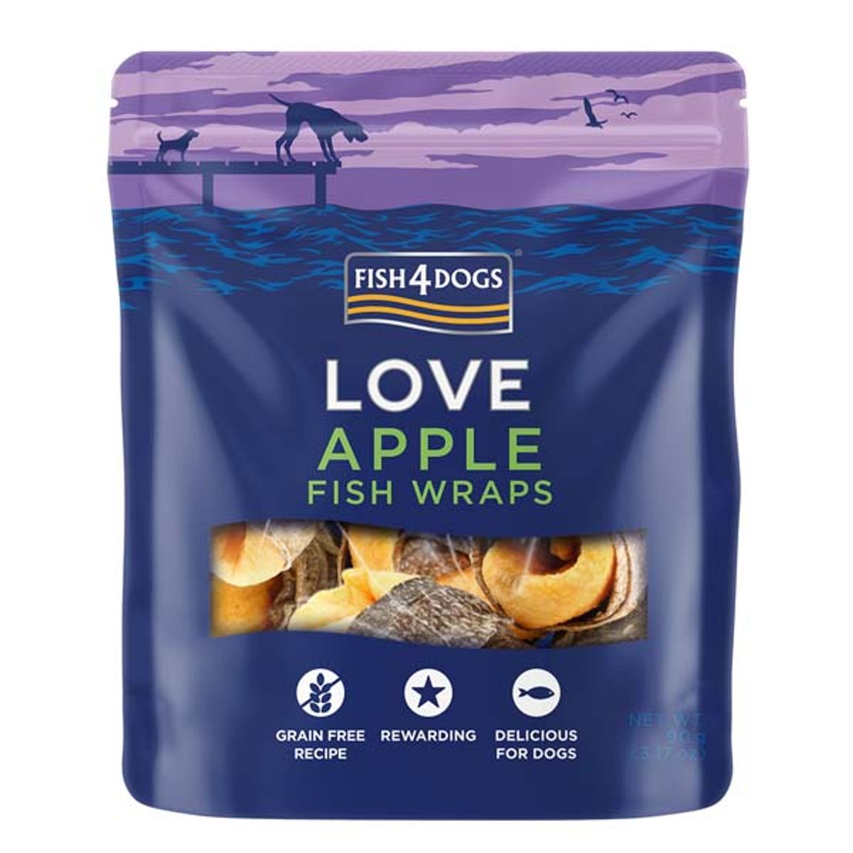 Fish4Dogs Apple fish wraps hundegodbidder, 90g