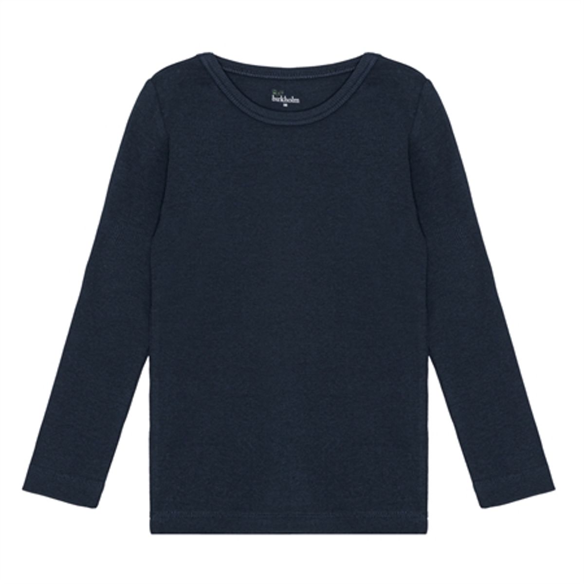 BIRKHOLM Rib Bluse Navy Blå