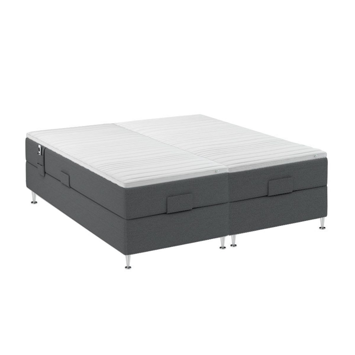 Kram classic fullcover elevationsseng 210x210 cm-Anthracite-Fast-Blød-2 stk. topmadrasser