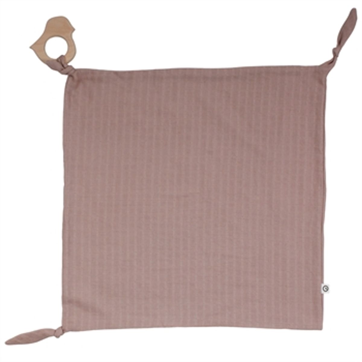 Fugle sutteklud med bidering - Müsli - 35x35 cm - Rose Wood - By green Cotton