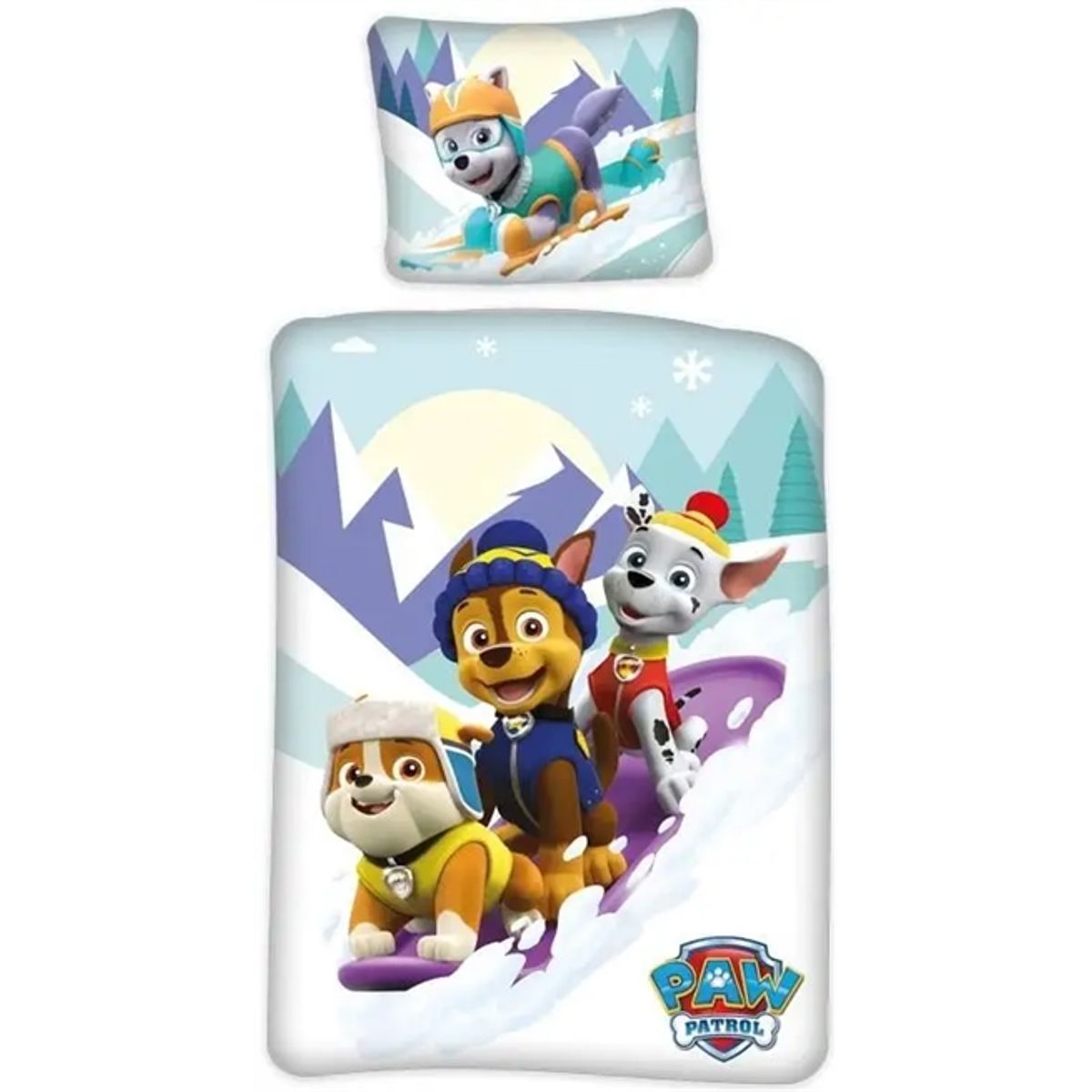 Paw Patrol Junior sengetøj 100x140 cm - Paw Patrol sengesæt junior - Snow - 2 i 1 - 100% bomuld