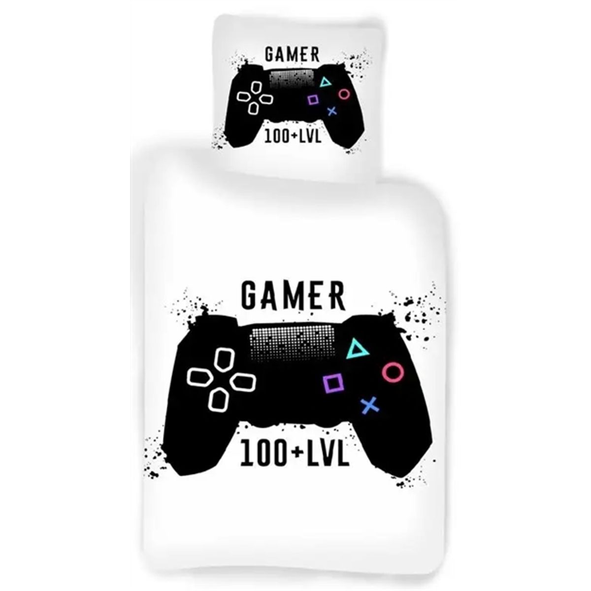 Gamer sengetøj - 140x200 cm - Gamer 100 + LVL - 100% bomulds sengesæt