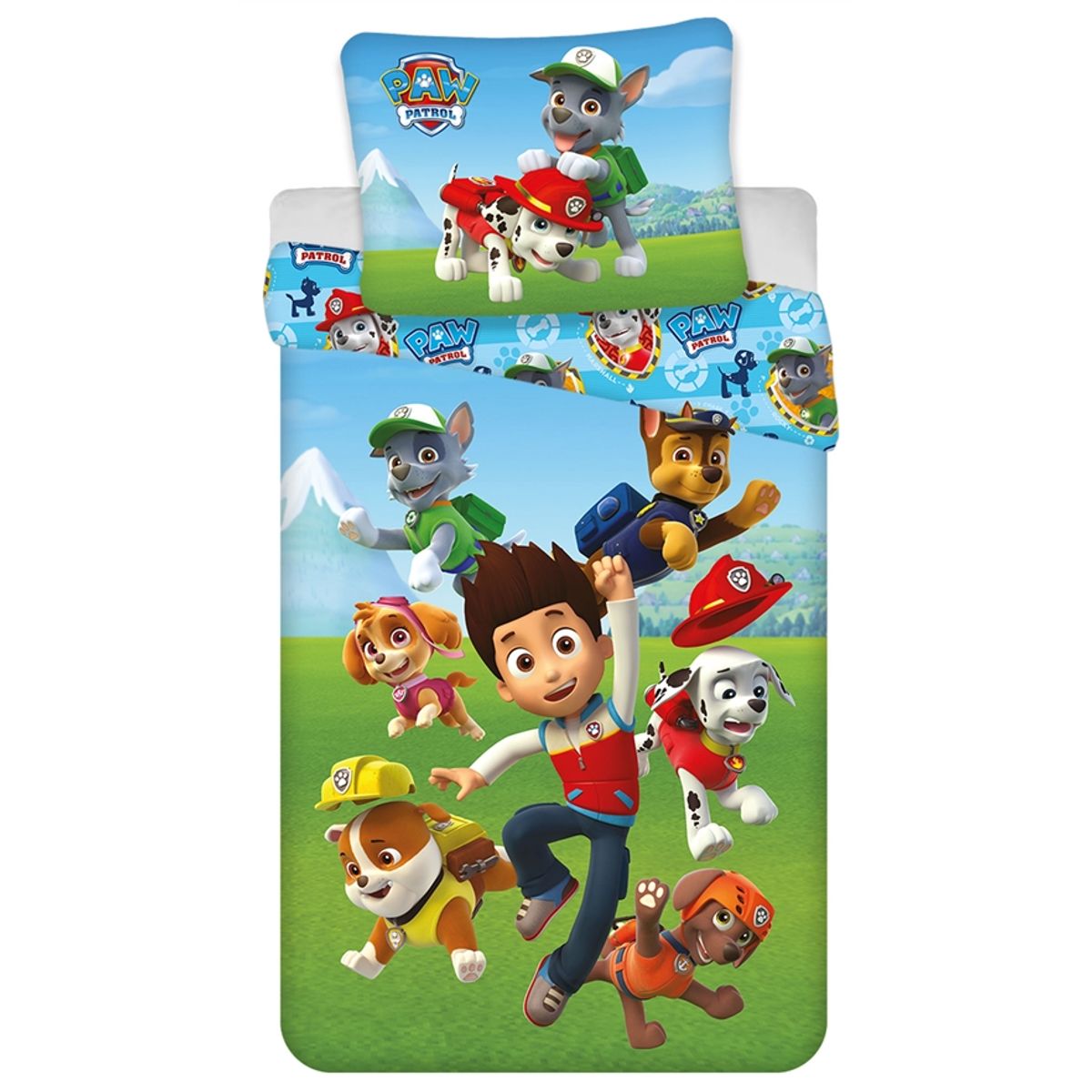 Paw Patrol sengetøj - 140x200 cm - Vendbart design - Sengesæt i 100% bomuld