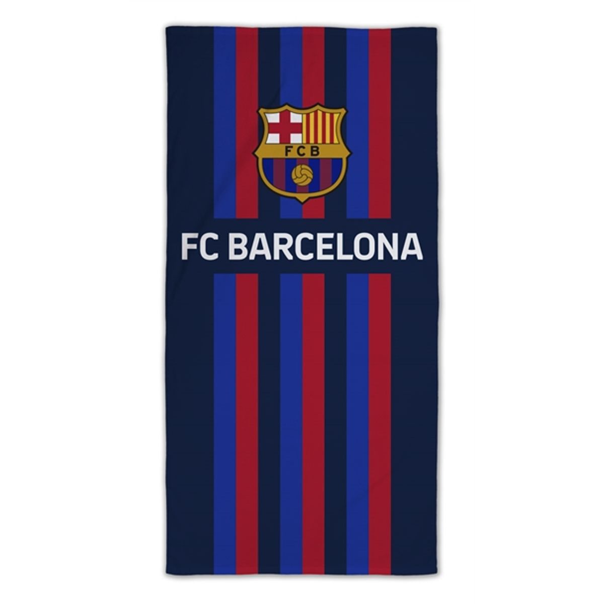 FC Barcelona håndklæde - 70x140 cm - FCB Logo og striber - 100% Bomuld - Badehåndklæde