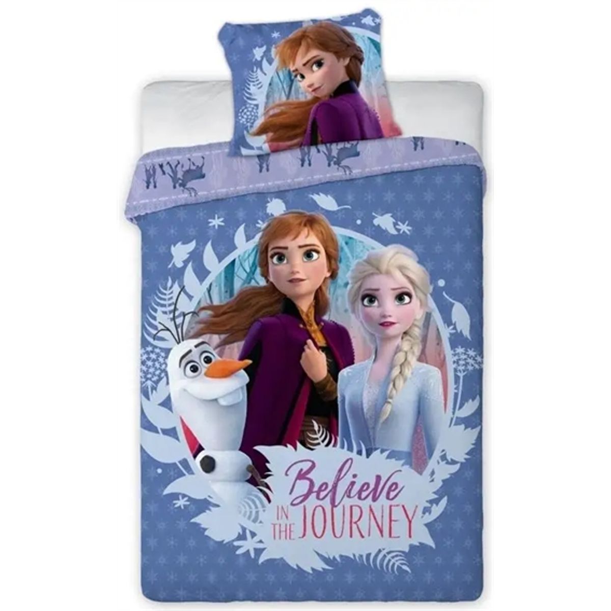 Frozen Junior sengetøj 100x140 cm - Frost 2 Anna og Elsa junior sengesæt - 2 i 1 design - 100% bomuld