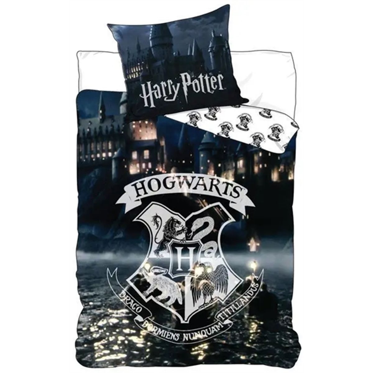 Harry Potter sengetøj - 150x210 cm - Hogwarts - 2 i 1 sengesæt - 100% bomuld