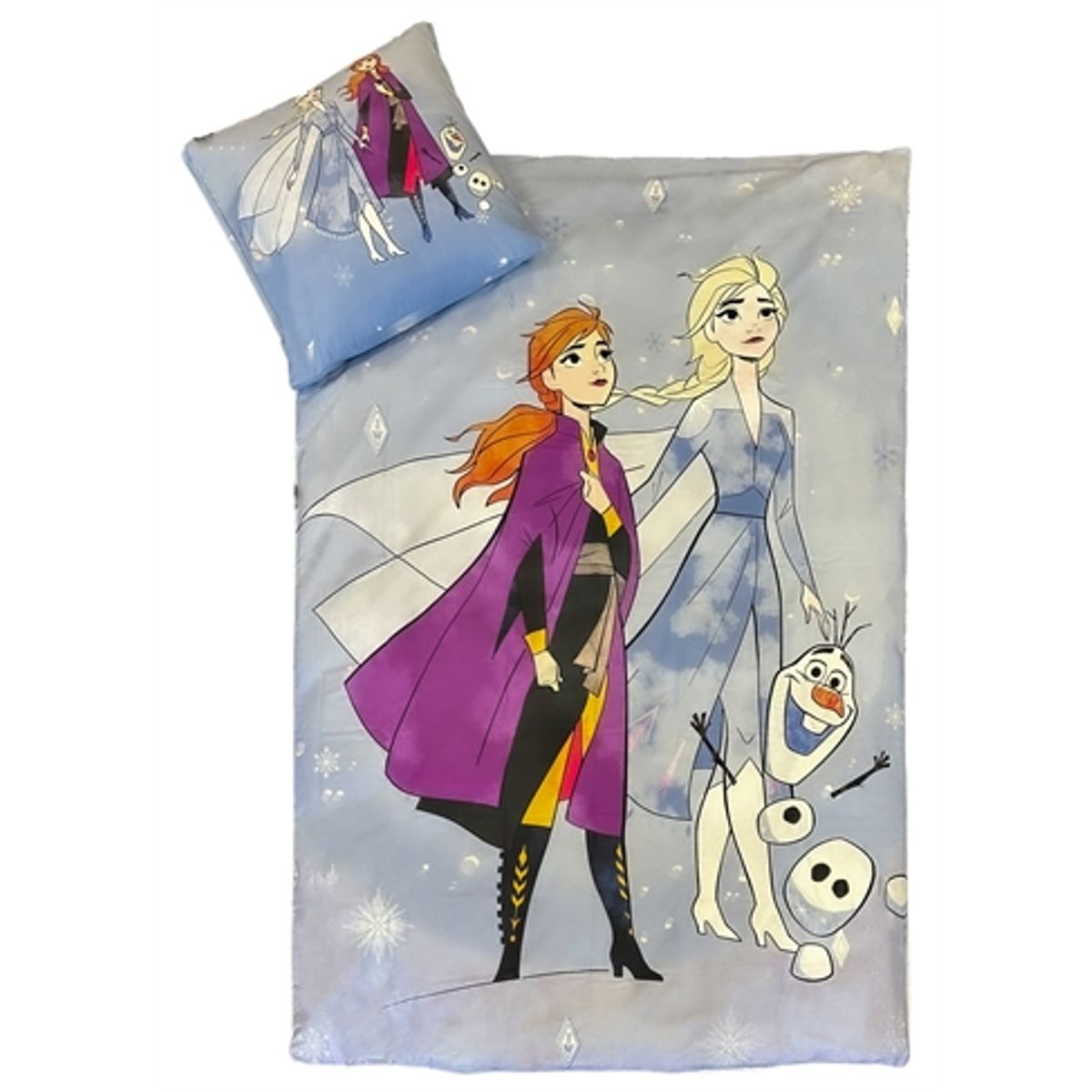 Frost sengetøj - 140x200 cm - Olaf, Anna og Elsa - 100% bomulds sengesæt - Frozen