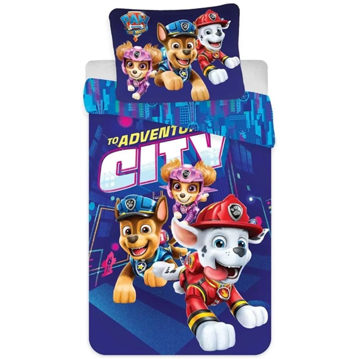 Paw Patrol sengetøj - 150x210 cm - Sengesæt med 2 i 1 design - 100% bomuld