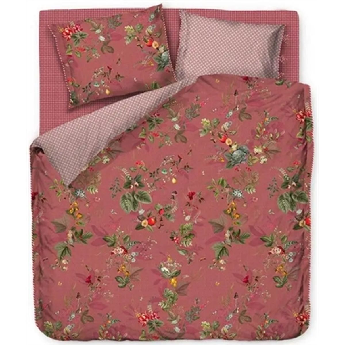 Pip Studio sengetøj - 140x220 cm - Leaf pink - Blomstret sengetøj - Vendbar dynebetræk i 100% bomuld