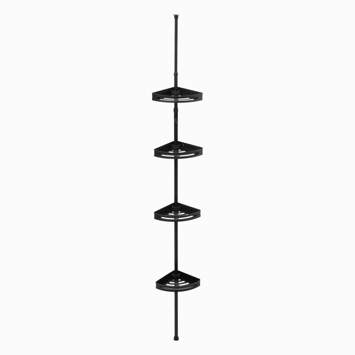 Elora - Brusehylde med teleskopstang - Sort - 20,5cm x 20,5cm x 240cm