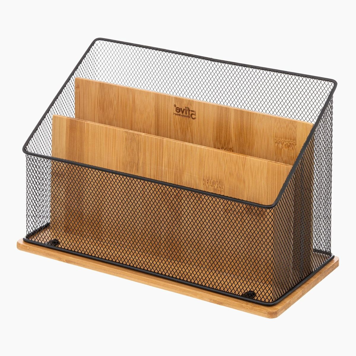 Brooklyn - Skrivebord organizer i bambus og metal - Natur - 14cm x 29cm x 20cm