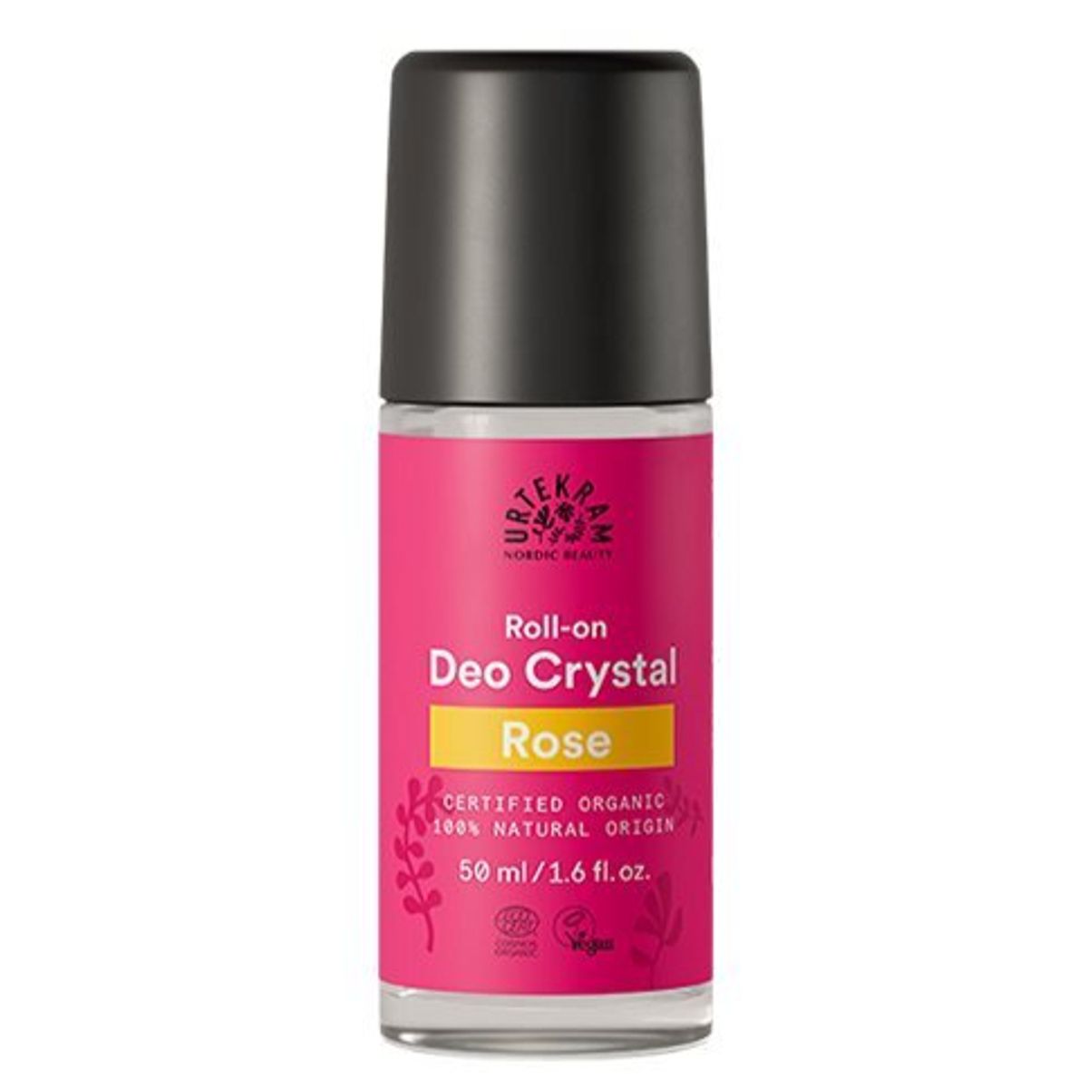 Urtekram deo Crystal roll on rose, 50ml.