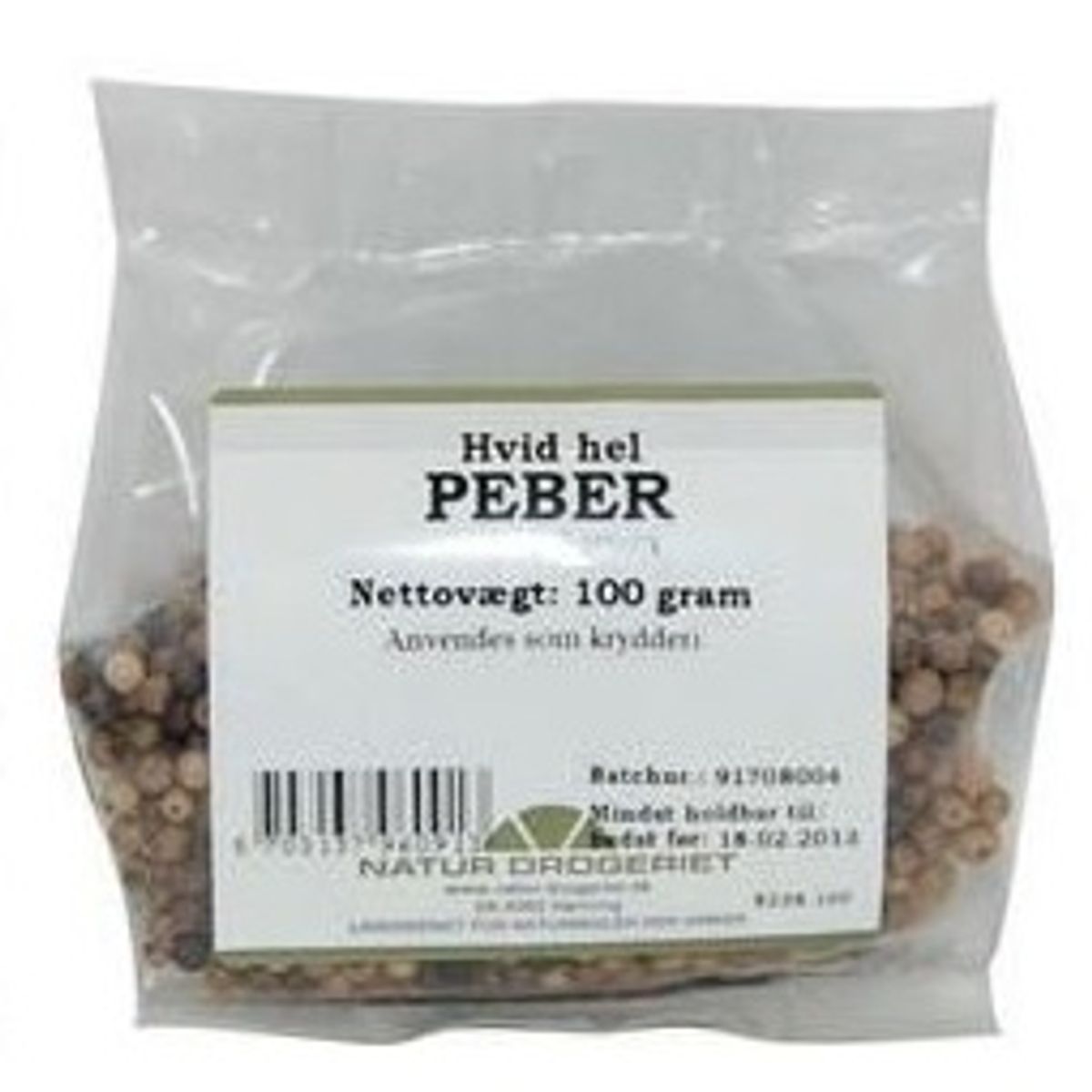 Hvid Peber hel, 100g