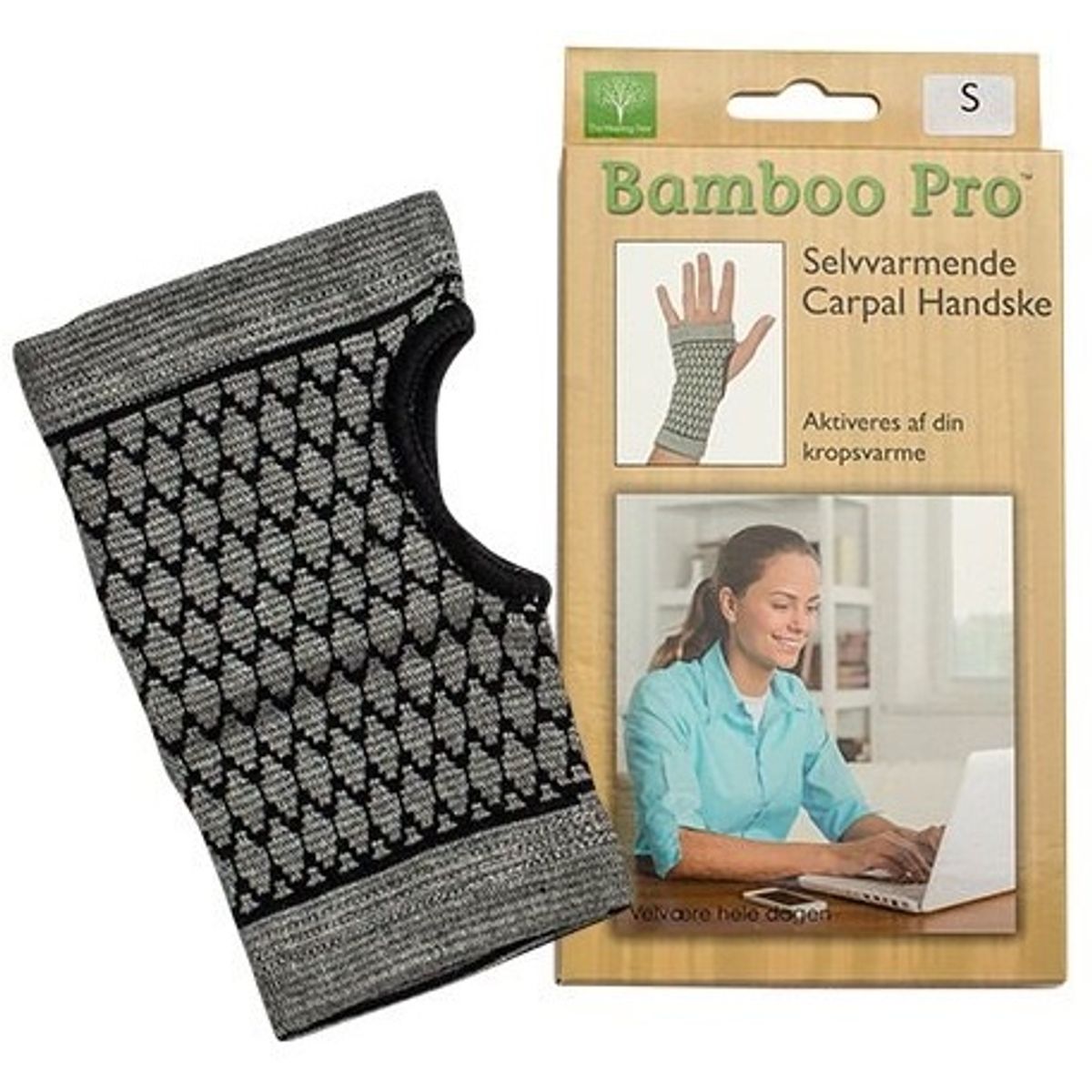 Bamboo Pro Carpal handske, Str. S selvvarmende 1stk.