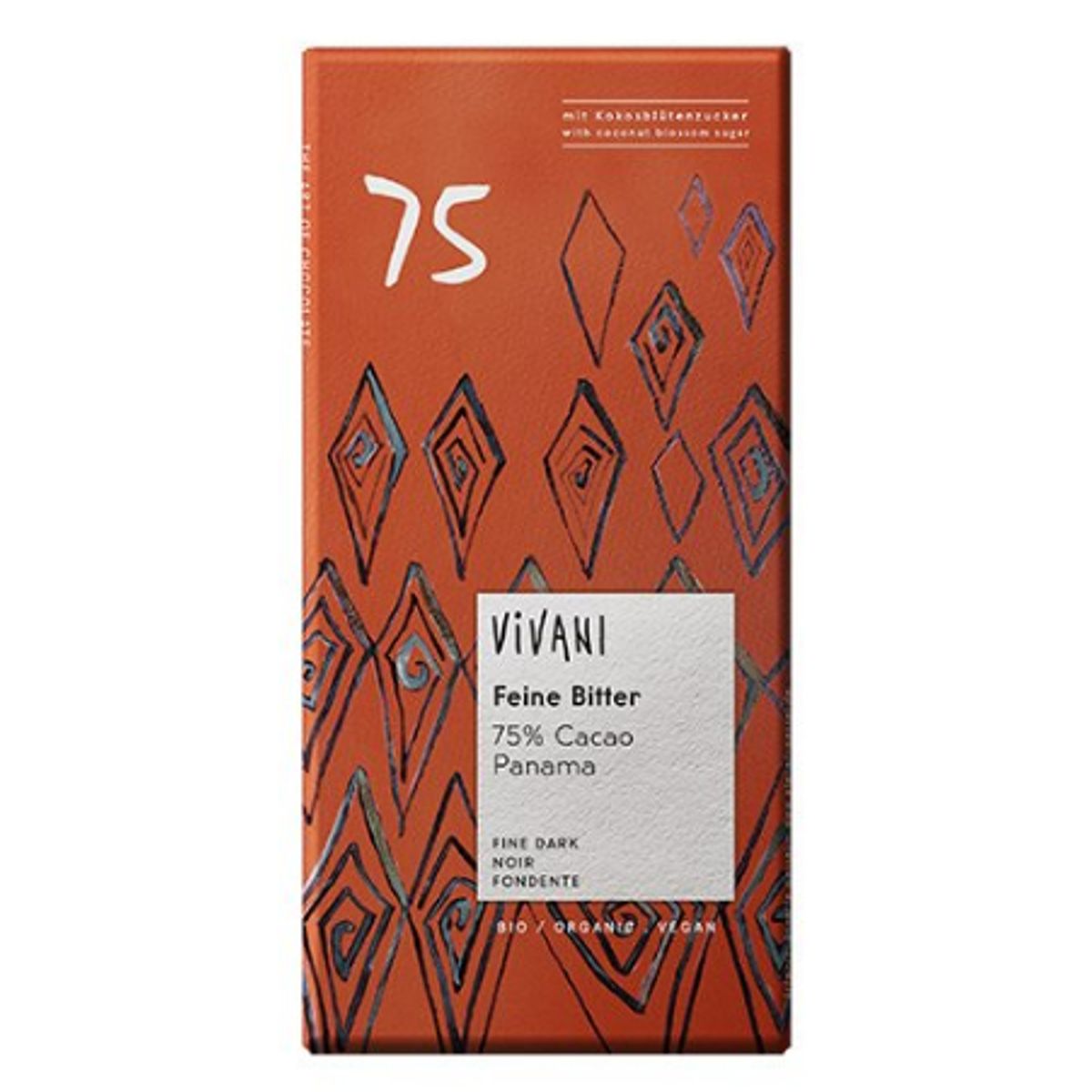 Vivani Panama chokolade mørk 75% Ø, 80g