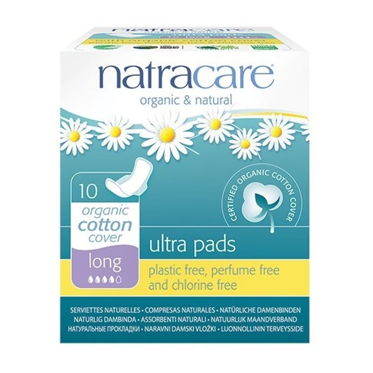 Natracare long ultra bind med vinger indpakket enkeltvis 10 stk.