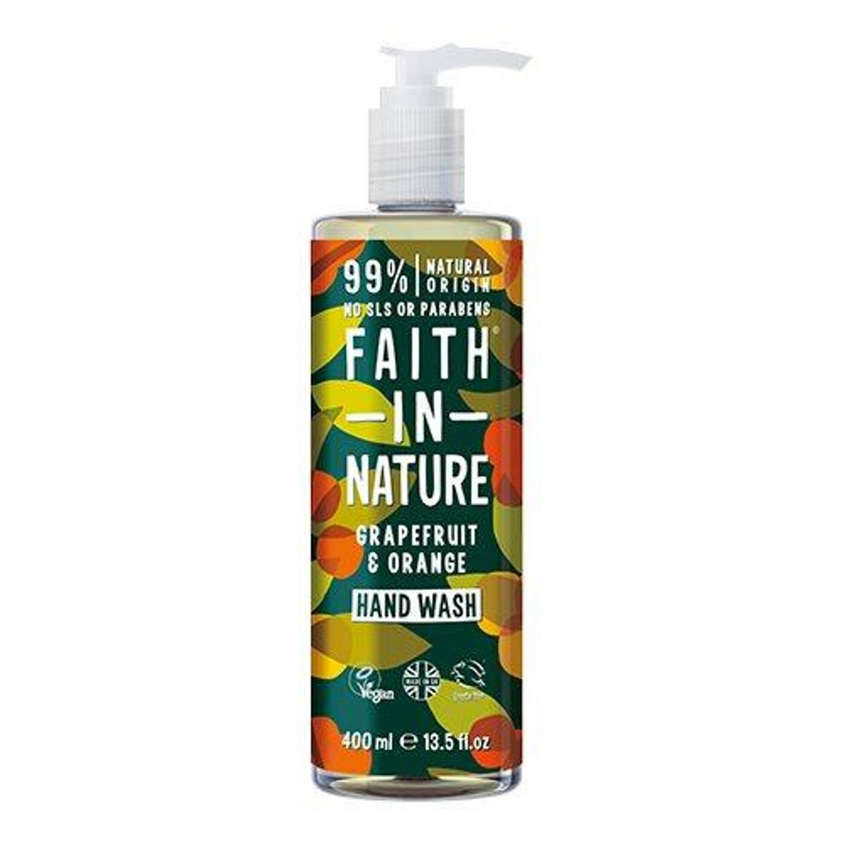 Faith in nature Håndsæbe grape & orange, 400 ml.