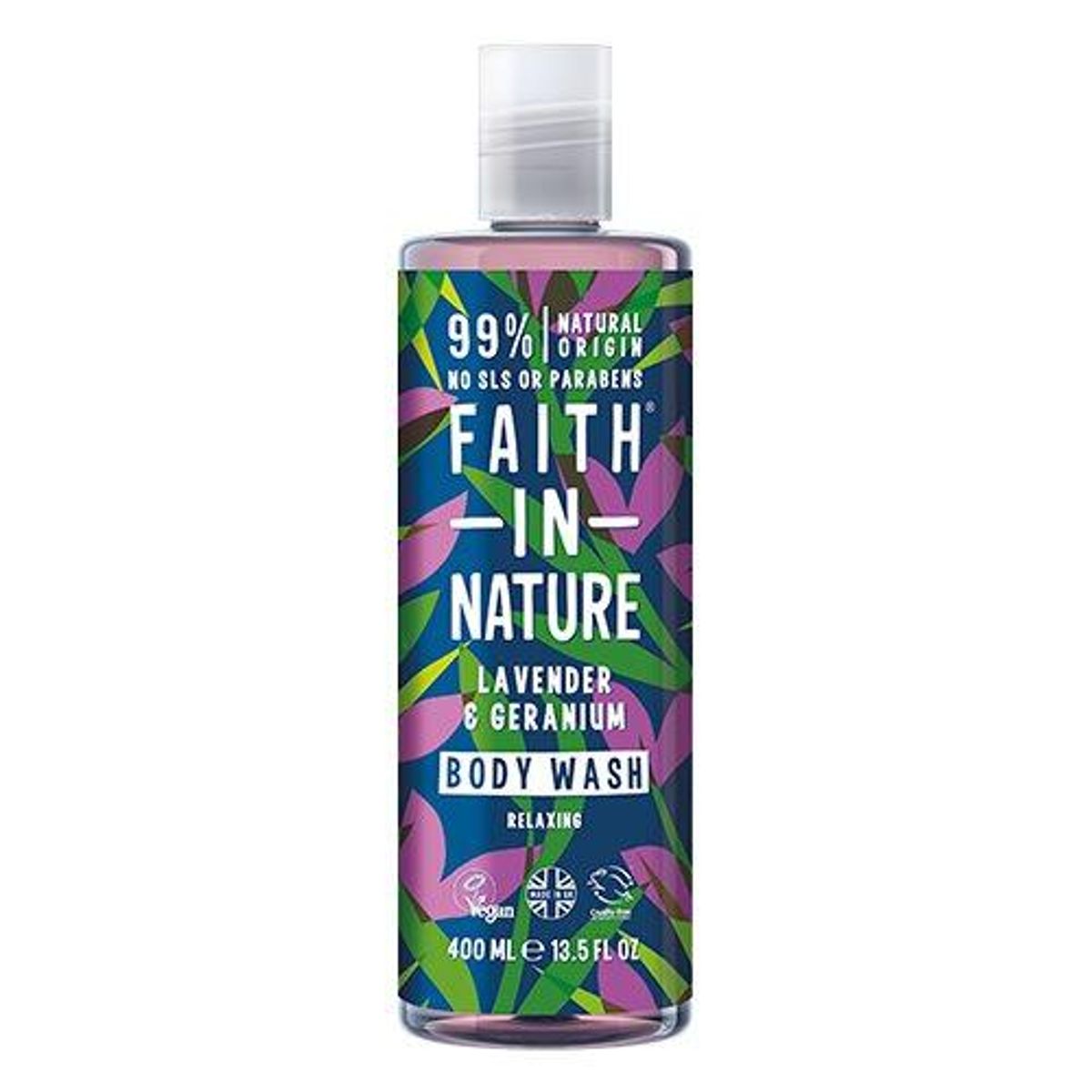 Faith in nature Showergel lavendel, 400 ml.