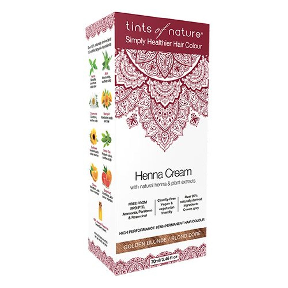 Hårfarve Henna Creme Golden Blonde Tints of Nature, 70 ml