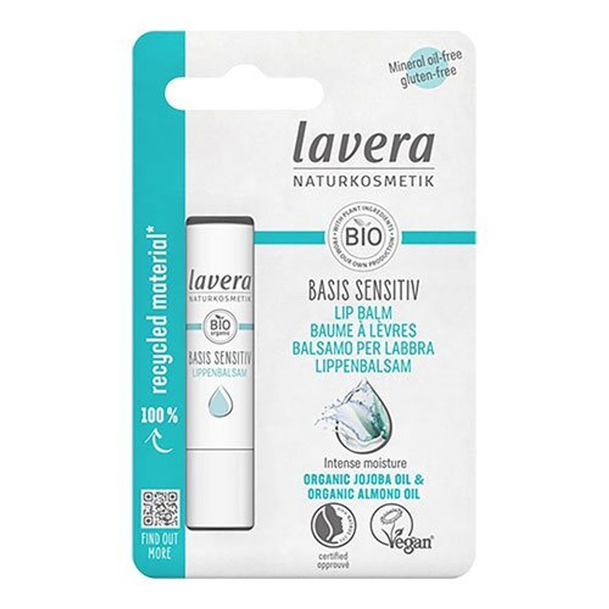 Lavera Læbepomade Basis Sensitiv Jojoba olie & almond olie Lavera, 4 g.