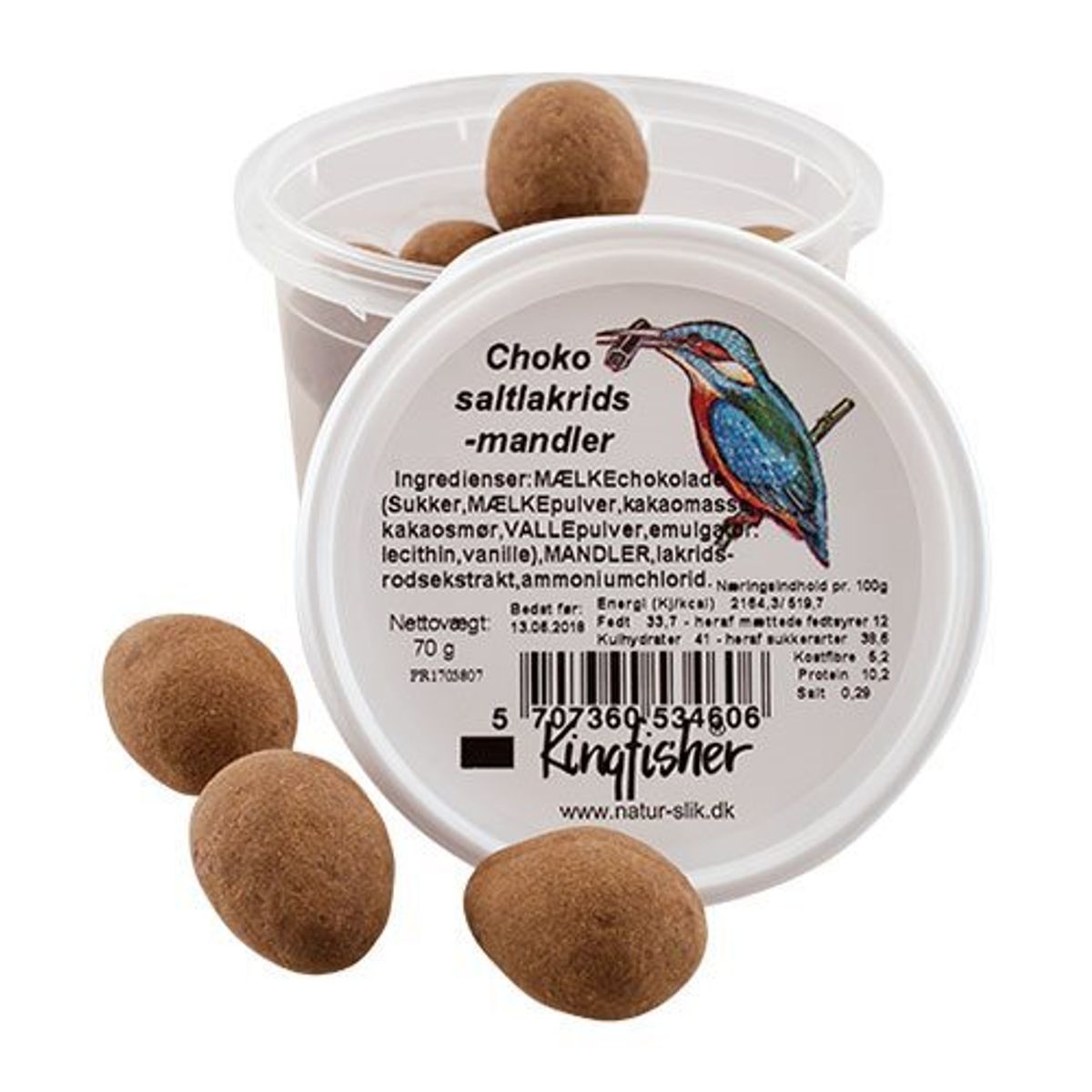 Choko saltlakrids mandler, 70g.