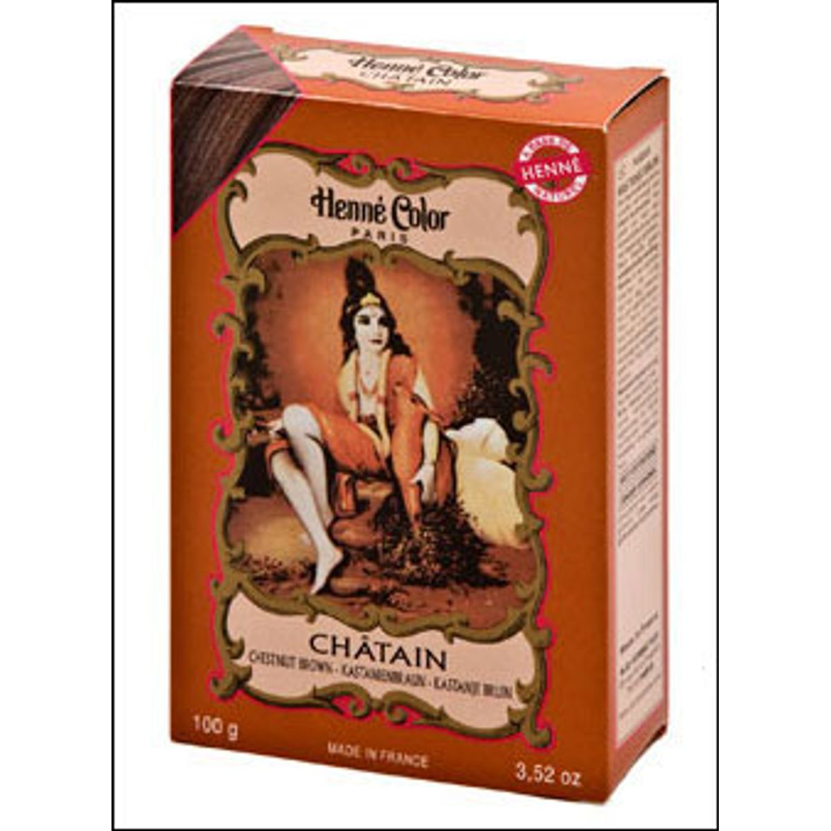 Henna Hårfarve Pulver Kastanie Brun, 100g.