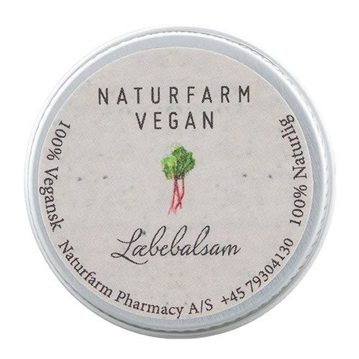 Naturfarm Vegan Læbebalsam Rabarber, 10 ml.