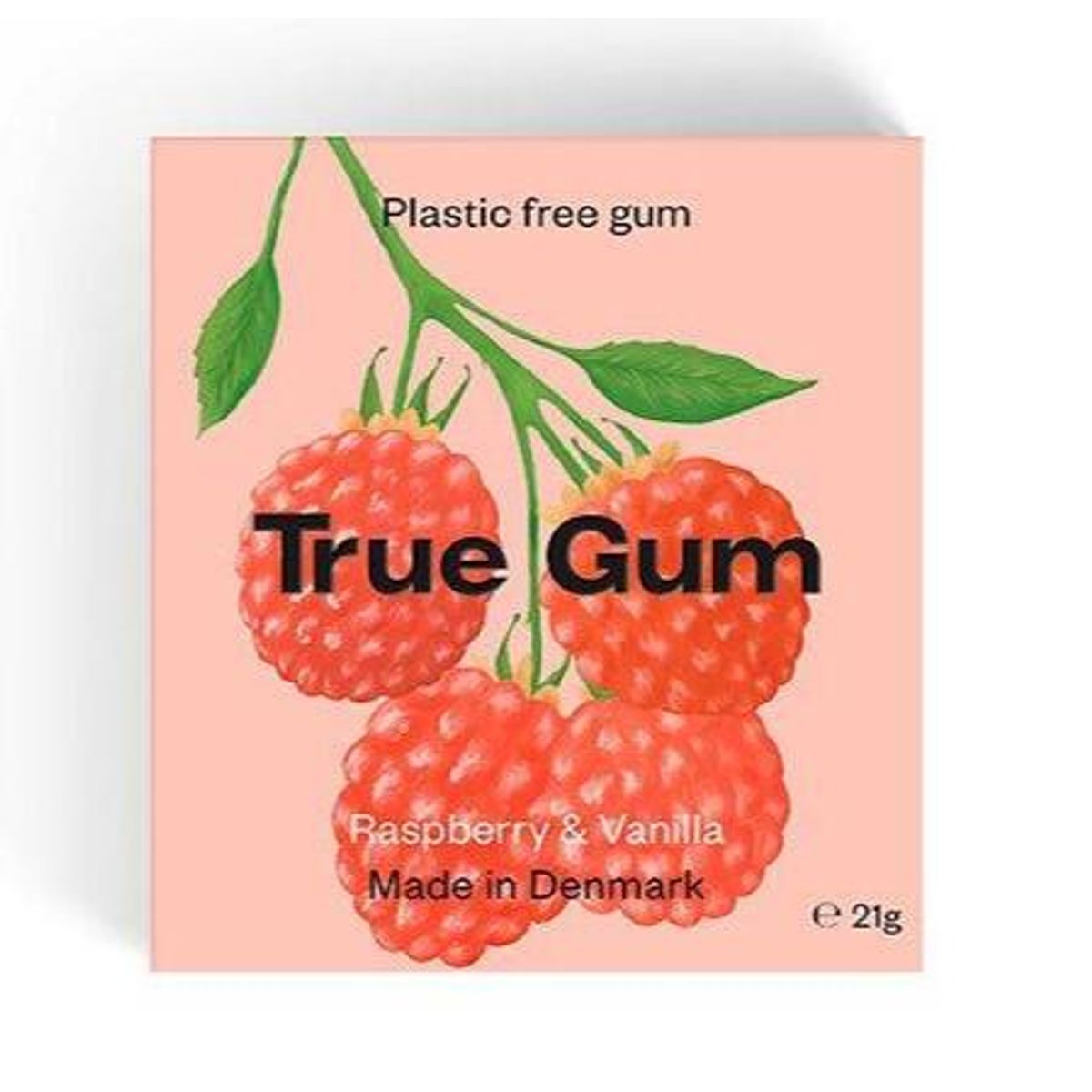 True Gum Tyggegummi Raspberry & Vanilla, 21g.