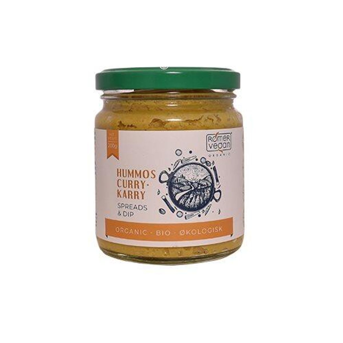 Rømer Smørepålæg Hummus karry Ø, 200g.